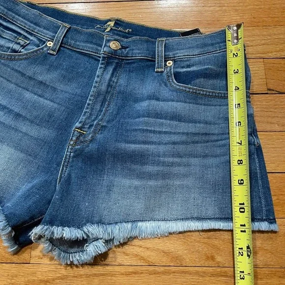 Seven 7 for all Mankind Womens Cut Off Denim Shorts Size 30 Frayed Raw EUC - Picture 8 of 11